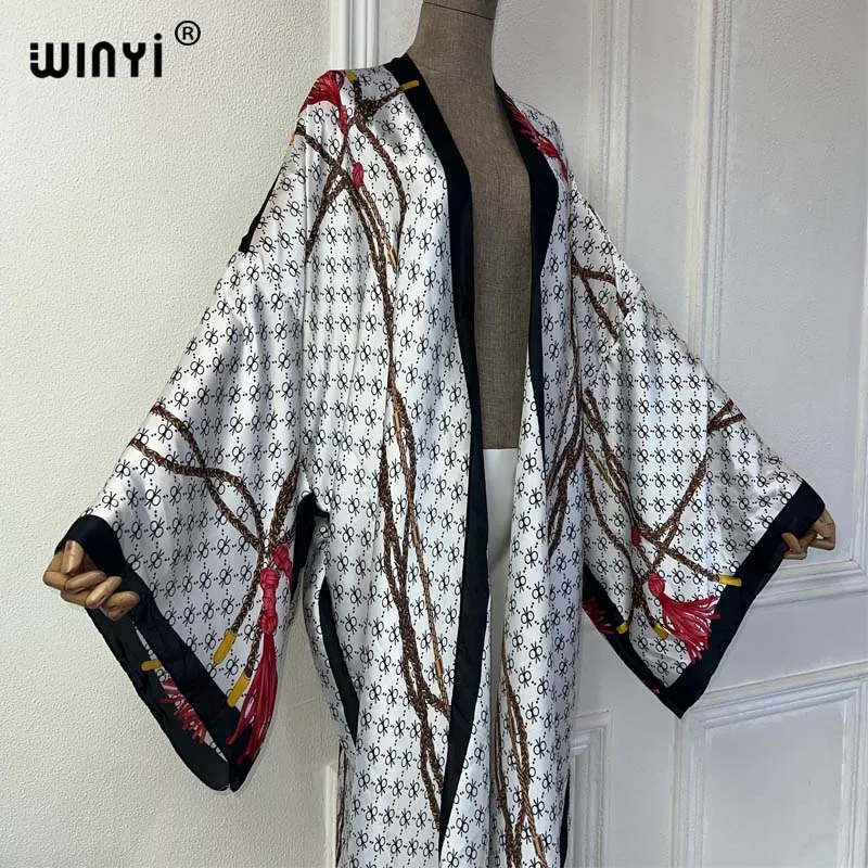 Summer WINYI Africa kimono fashion dress beach wear cover-up elegant Cardigan beach outfits for women Hot stamping print coat