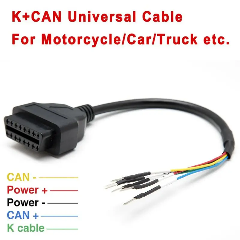 

Universal Motorcycle OBD2 Diagnostic Cable K+CAN 16Pin Jumper Tester Extension Cable For Car Truck OBD 16 PIN Plug Jumper Wires