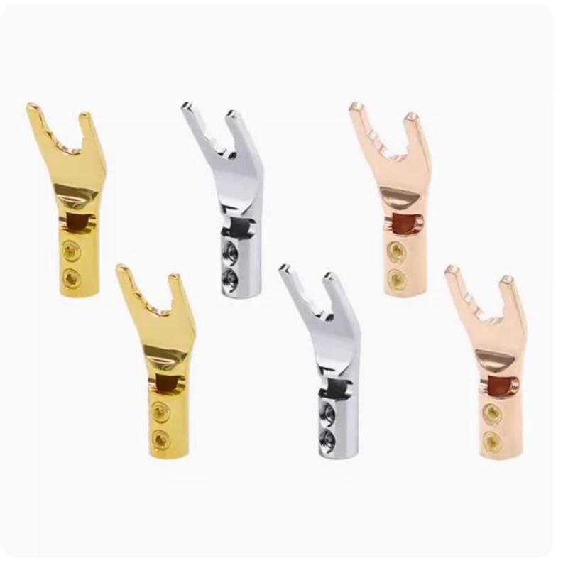 Audiophile Banana Plug U/Y Fork Spade Male Speaker Terminal Banana Wire Connector Audio Amplifier Adapter Y Type Binding Post