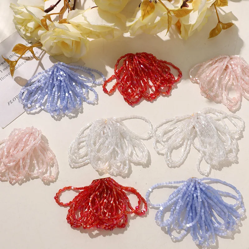 Shoe Charms 1 Piece Premium Seed Bead Tassel Flower Handwoven Decoration for Clog Sandals Women Vibrant Multicolor  Length