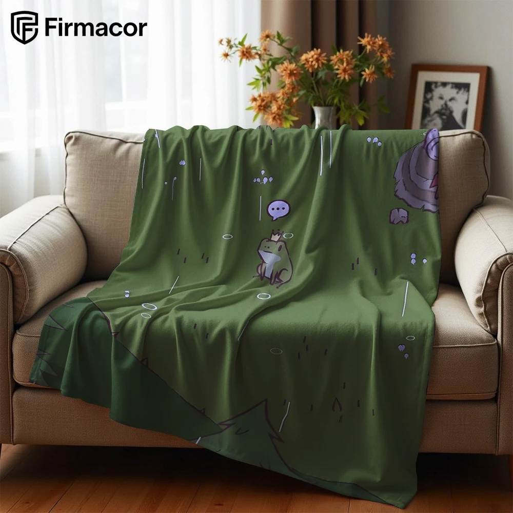 Rain Forest Crown Frog Soft Flannel Blanket Breathable Warm Throw for Office Car Sofa Kids Room Birthday Xmas Gift