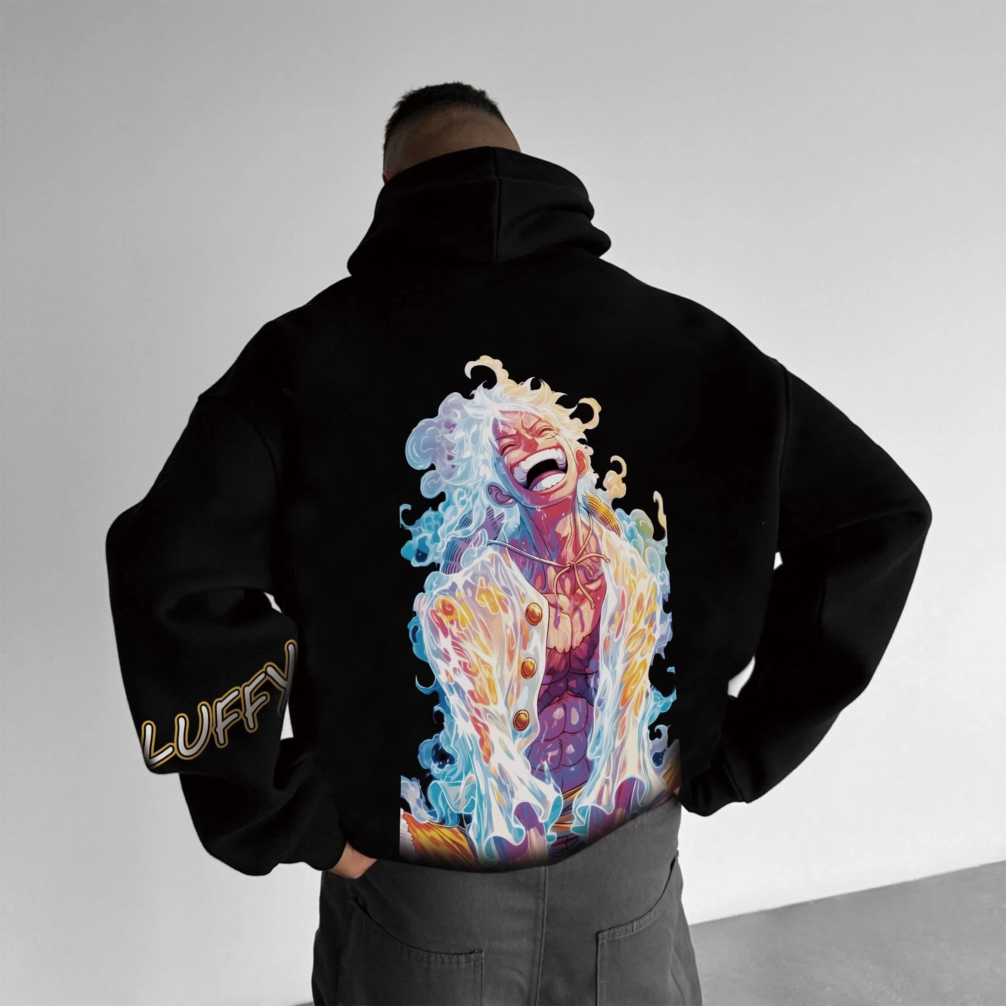 Een Stuk Luffy Zwarte Hoodie Mannen Vrouwen Herfst Winter Losse Casual Streetwear Running Fitness Rode Bliksem Anime Sweatshirt