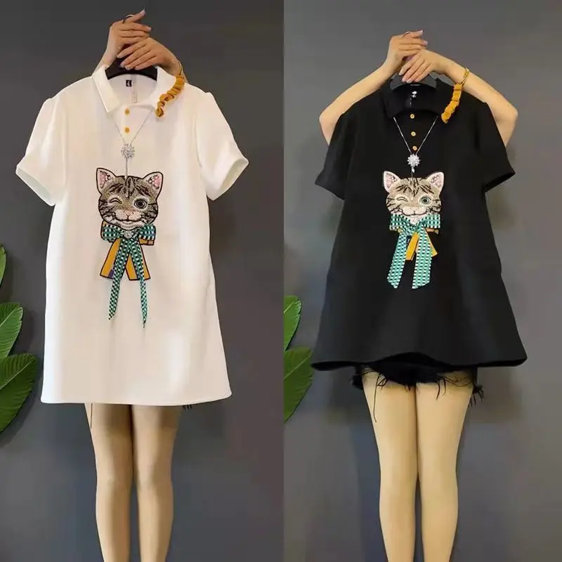 Korean Sweet Turn-down Collar Spliced Blouse Button Casual Printed Female Summer Stylish Bow Three-dimensional Decoration Shirt