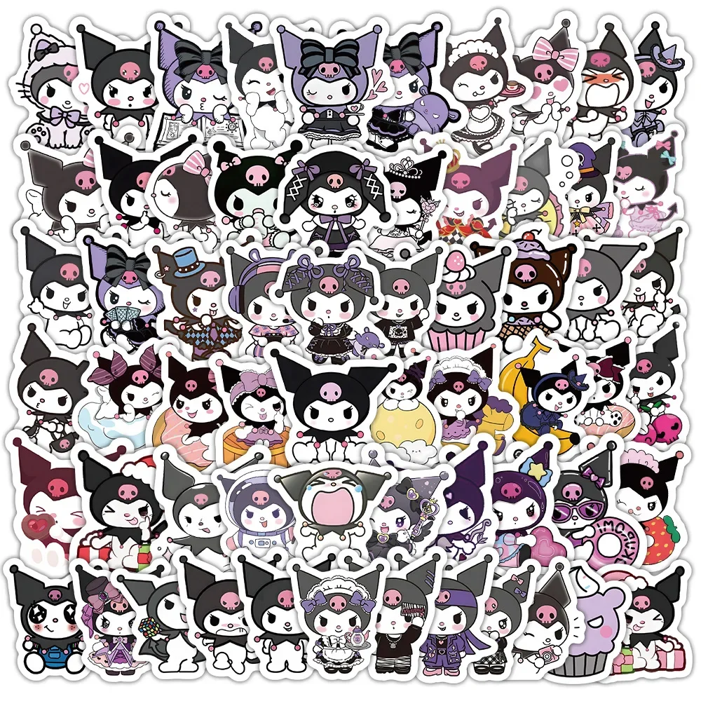 120PCS Non-repeating Kawaii Kuromi Sanrio Stickers Cartoon Anime Decals for Kids Girls Toy Phone Guitar Diary Laptop Decoration