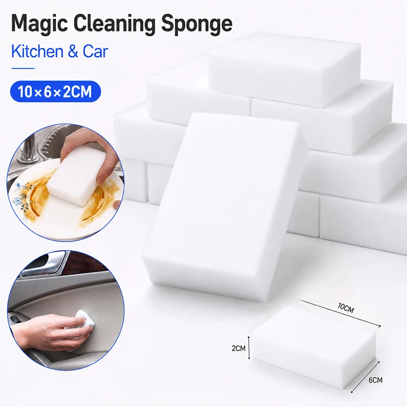 Magic Cleaning Sponge 10x6x2cm Cleaning Pads for Kitchen Bathroom Car Interior Multi Surface Use 10/50/100PCS