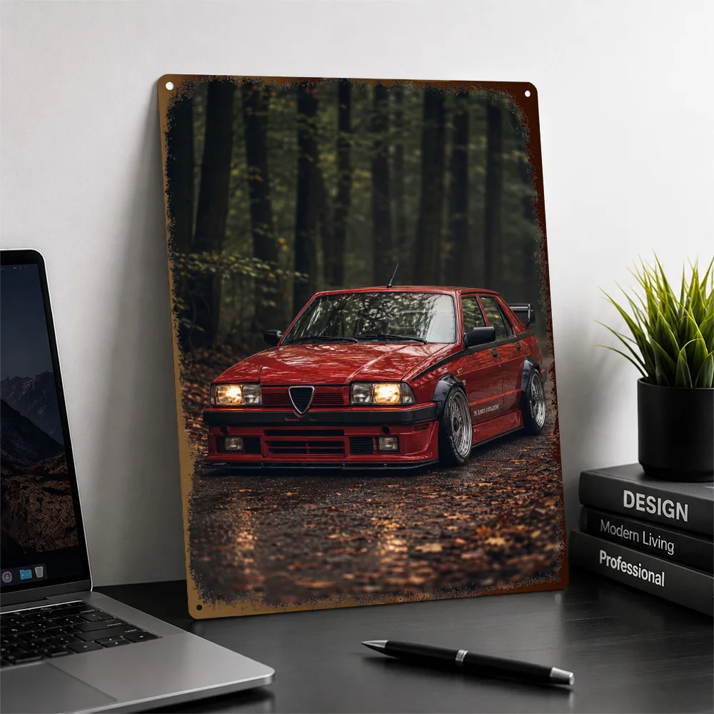 Italy 75 Turbo Evoluzione Red Sports Sedan Printed Poster Customized Metal Sign Speed Icon Tribute Wall Art Perfect For Office