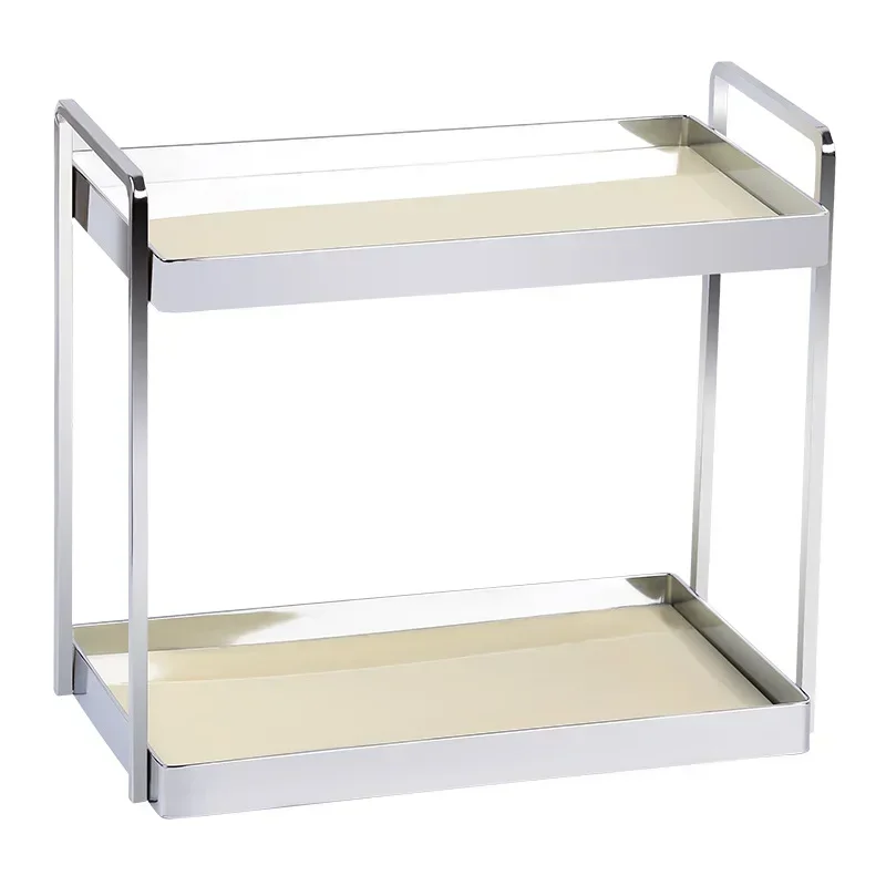 Light luxury double-layer desktop silver shelf, water cup acrylic storage rack