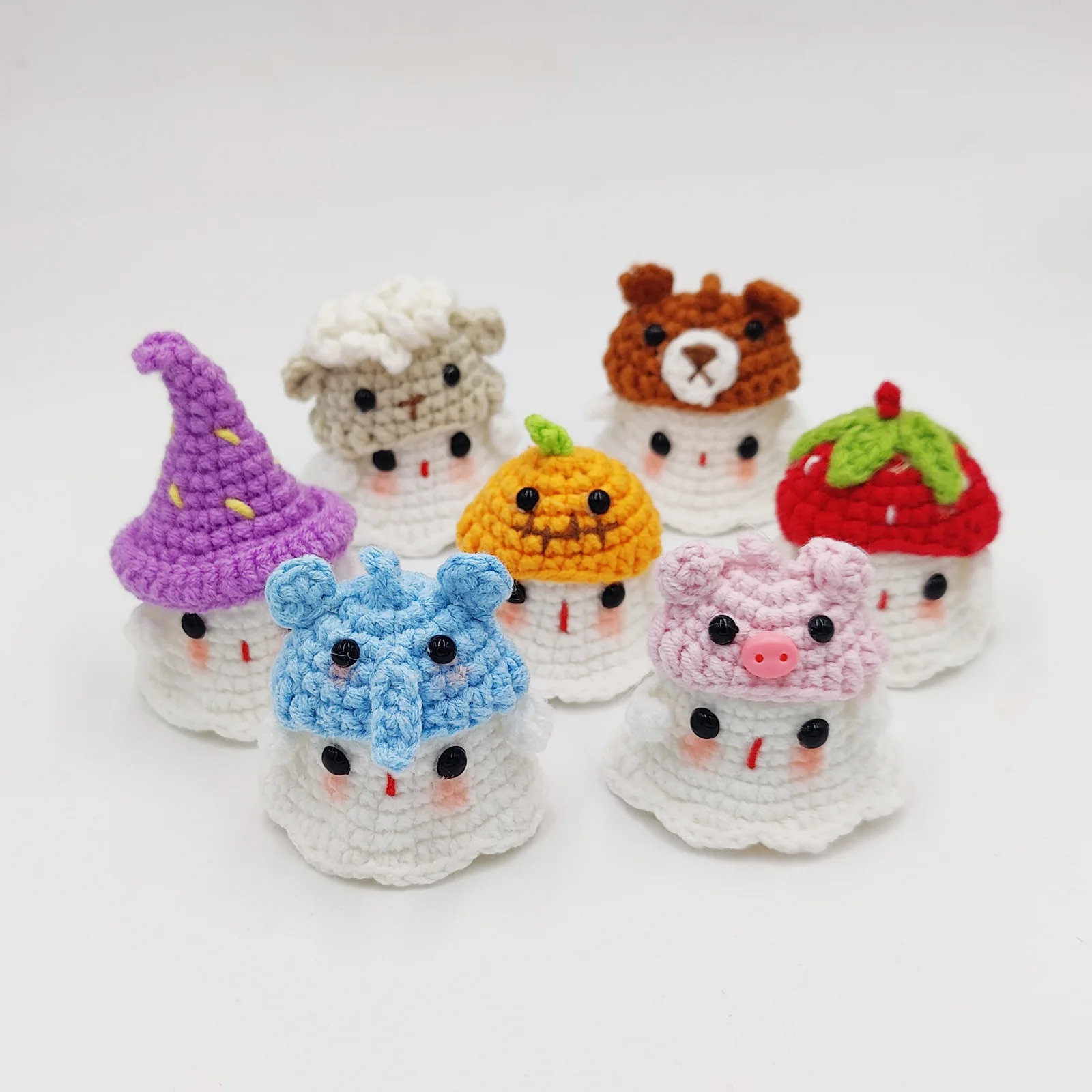 Halloween Home Decoration Handmade Knitted Witch Ghost Doll Ornament  Cute Pumpkin Ghost Keychain for Bag Pendant Christmas Gift
