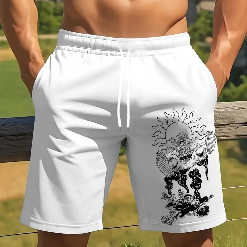 

Men's Casual Shorts with Shark Pattern Summer Breathable Beach Pants Daily Wear Sports Five-Point Pants