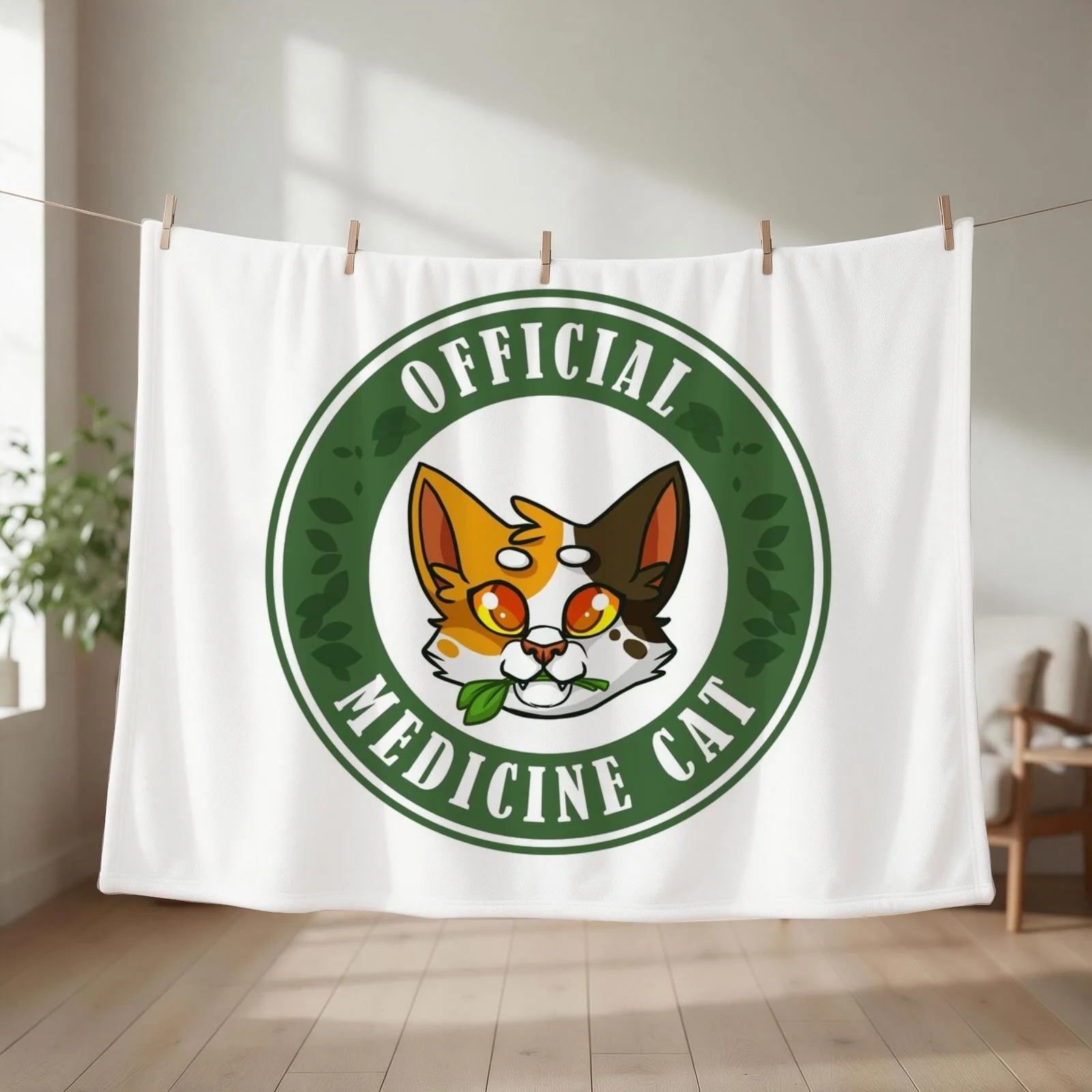 Official Medicine Cat - Warriors Badge Throw Blanket couch cozy soft plush fuzzy picnic outdoor blanket