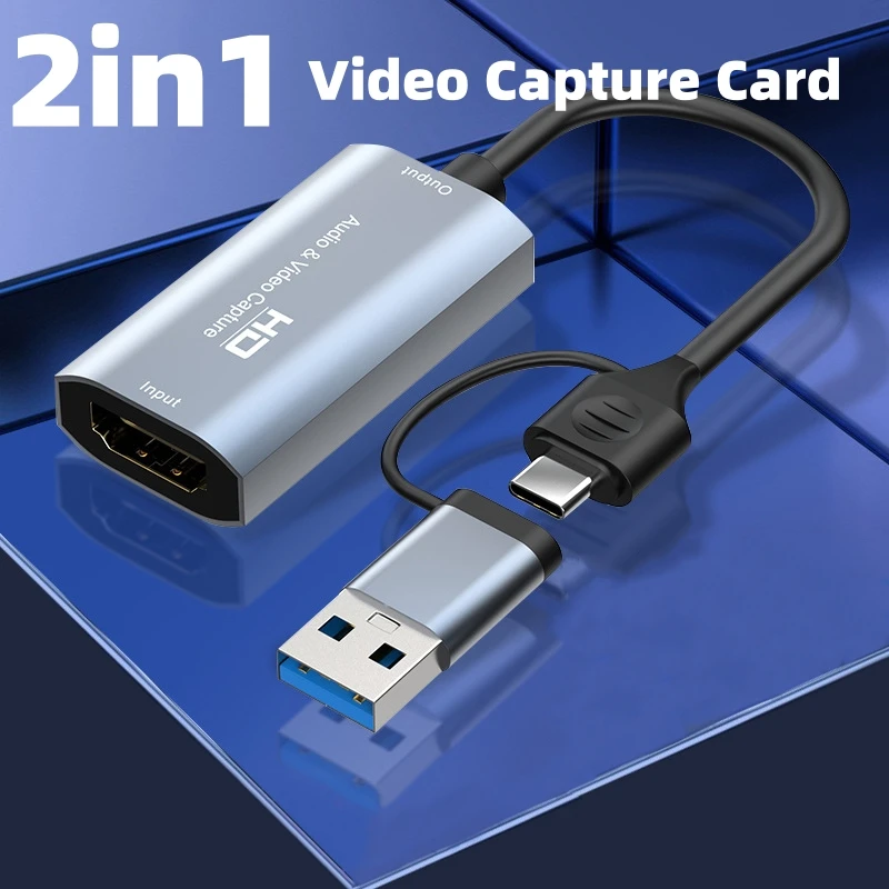 

Video Capture Card 4K UHD to USB-A/USB-C Full HD 1080P USB 2.0 Capture Video and Audio Recording for Gaming Streaming Teaching