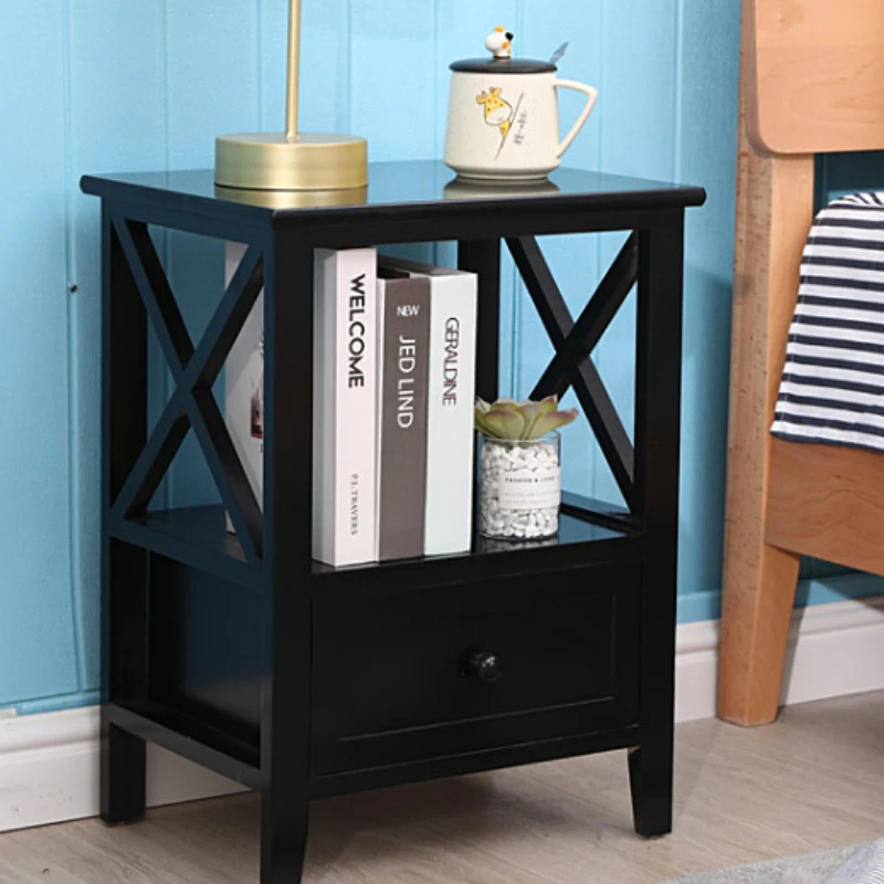 Nightstand Modern Bedside End Table Set of 2 Night Stand with Drawer and Storage Shelf for Living Room Bedroom