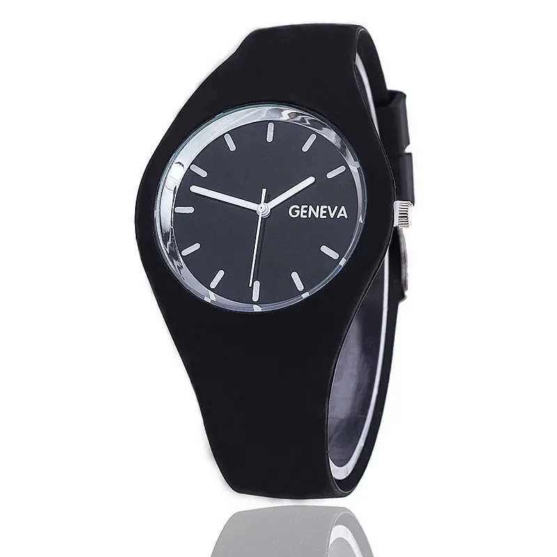 Reloj ultrafino de Color crema para hombre y mujer, pulsera deportiva de gelatina, regalo de moda, correa de silicona, reloj de ocio, Geneva