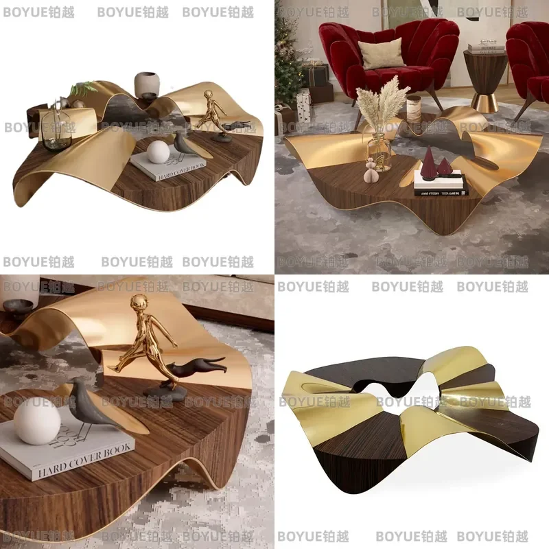 Irregular Stainless Steel Coffee Table Light Luxury Ballet Shape Artistic Living Room Furniture Modern Unique Side Table