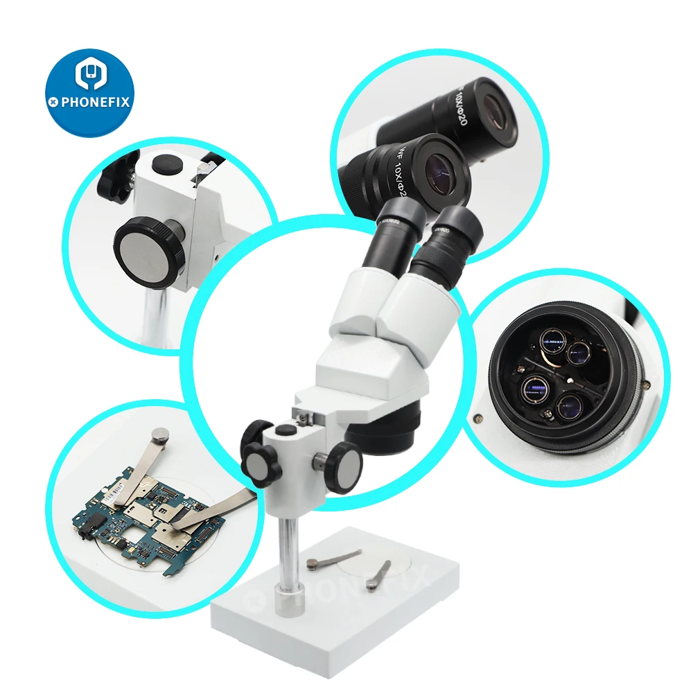 Compound Stereo Microscope 20X 40X Magnification Binocular Microscopio for Lab Soldering Electronics Industry Mobile Repair