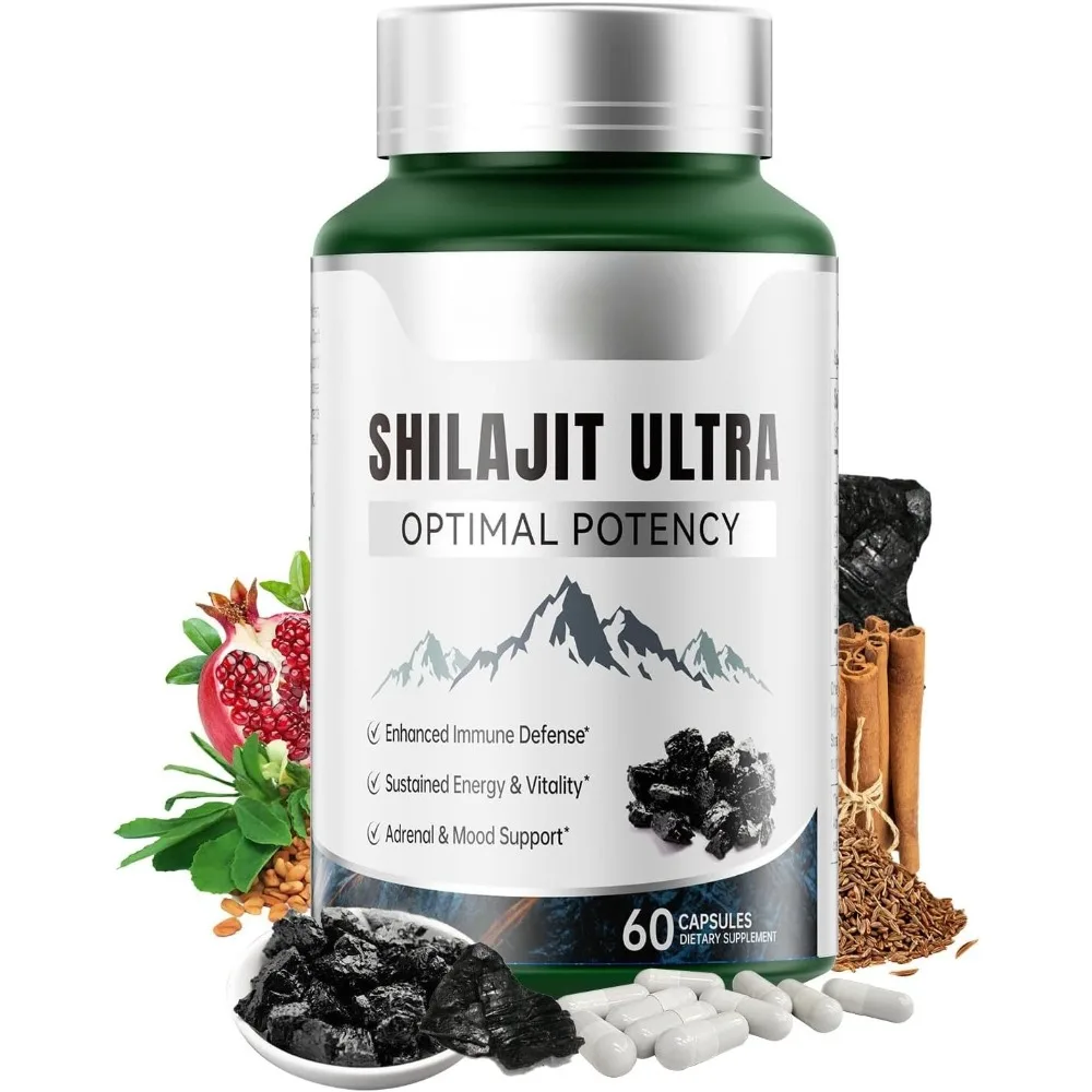 

Shilajit Capsules for Sustained Vitality with Himalayan Shilajit, Fulvic Acid and Pomegranate Extract, 60 Count, Non-GMO