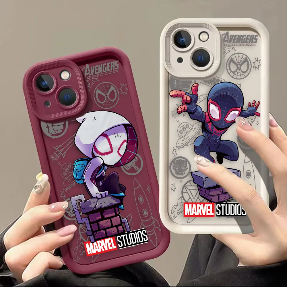 Cartoon Marvel Spiderman Phone Case For VIVO V20 V23 V23E V25 V27 V27E V29 V30 V30E X60 X70 X80 X90 X100 Case Funda Coque Shell