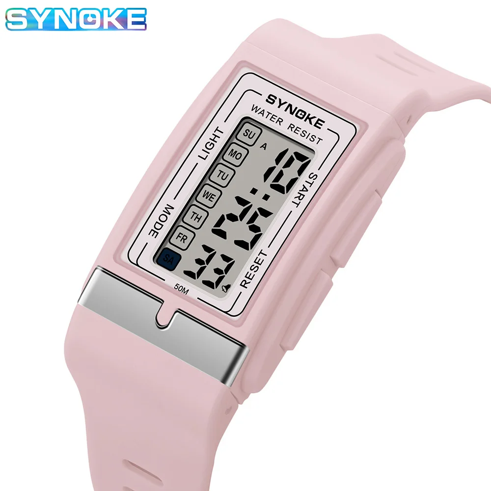 SYNOKE Digital Watches Lady Sports Wristband Multifunction Waterproof Chrono Wristwatch Outdoor Girls Fashion Student Men Watch