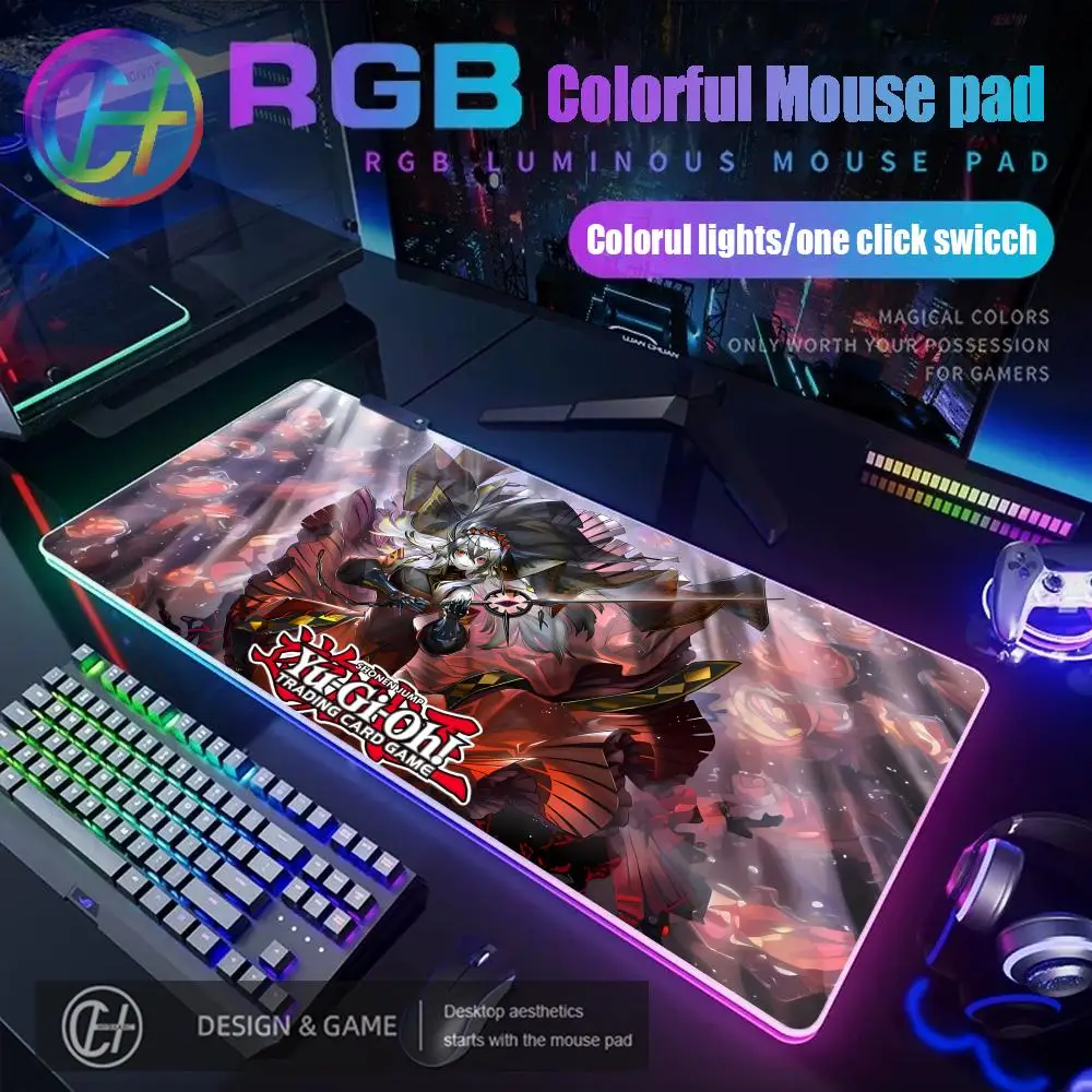 RGB Fallen of Albaz Blazing Y-Yu-Gi-Oh Mouse Pad Large Desk Mat Keyboard Ergonomic Office Rubber PC Non-slip HYBXAXC Home Custom