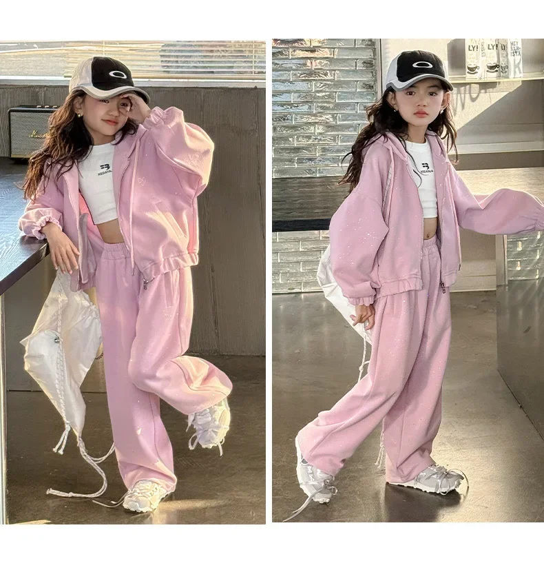 Baby Girl Clothes Suit Autumn Suit 2024 New Fashion Women Big Children Sports Fashion Comfort Hoodie Two-piece Set