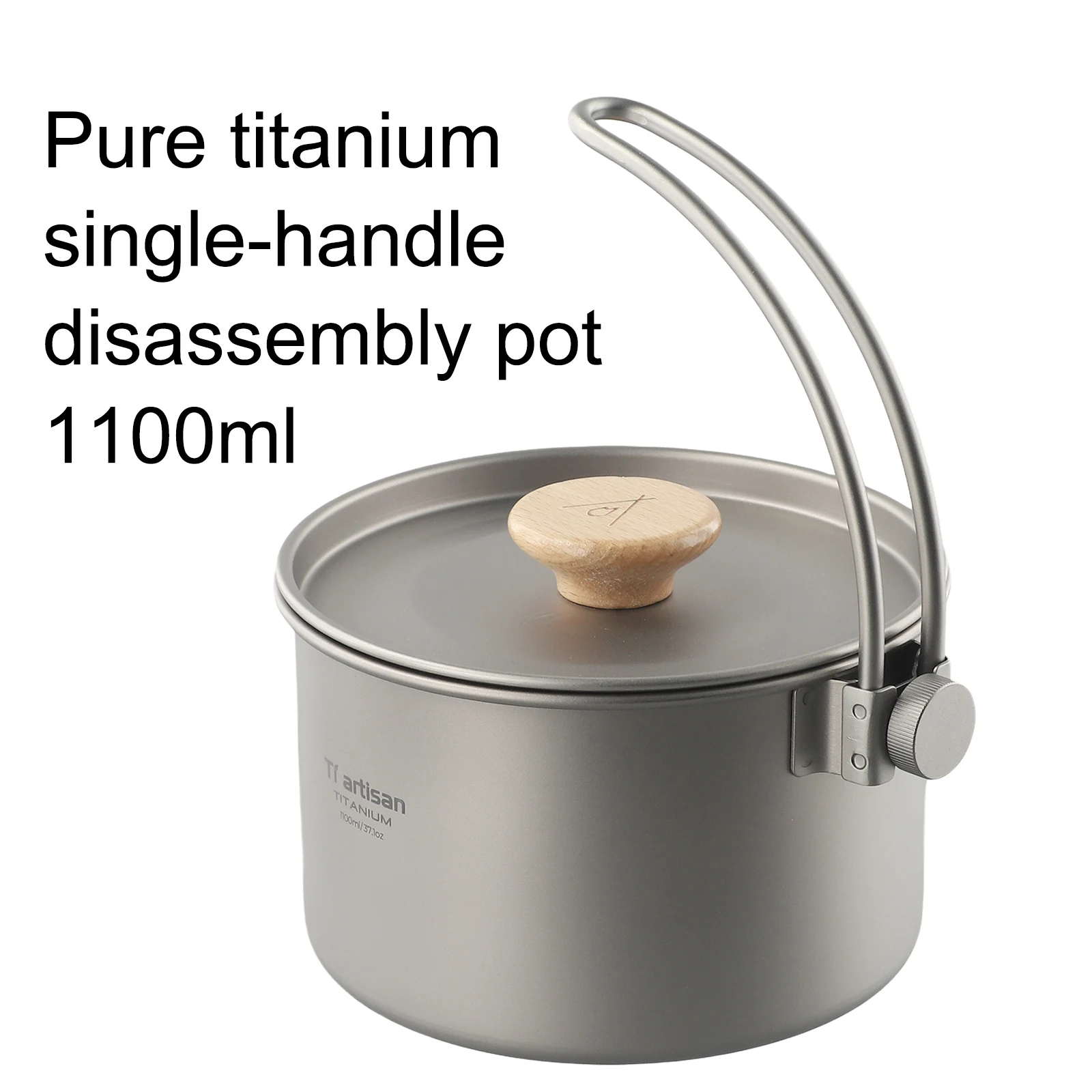

Anti-Corrosive Storage Sack Hanging Pot Camping Pot Dismantling For Camping Hiking Titanium With Detachable Handle