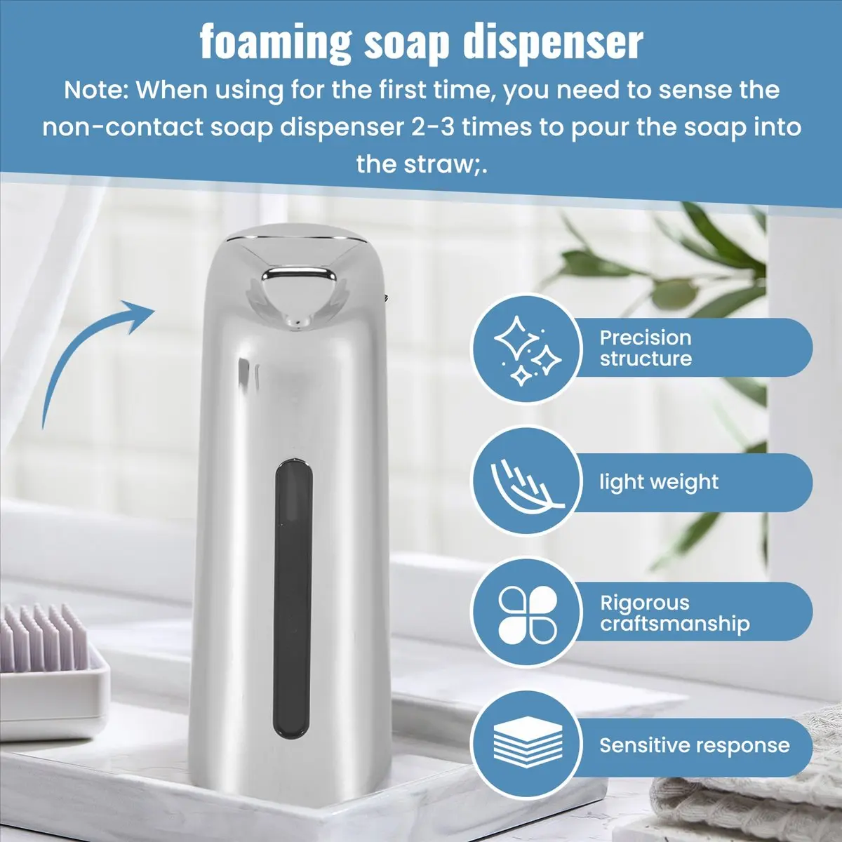 A36R Automatische Zeepdispenser Touchless 400Ml, Automatische Sensor Zeepdispenser, Afwasmiddeldispenser voor Keuken Badkamer Hotel