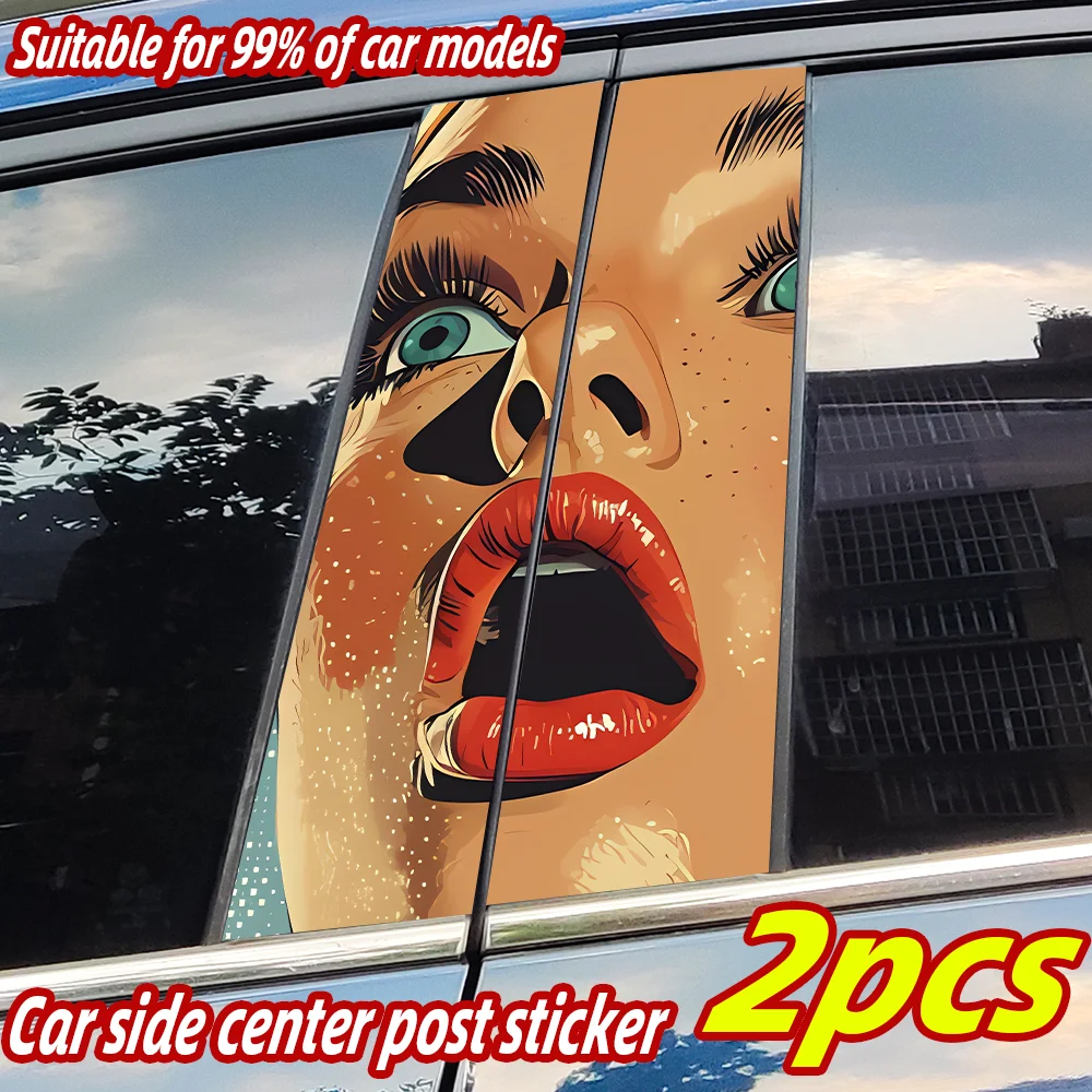 

Amazed Beauty Car Stickers Auto B Pillar Waterproof Funny Decor Cover Scratches Sunscreen Car Door Pillar Vinyl Decal Accessorie