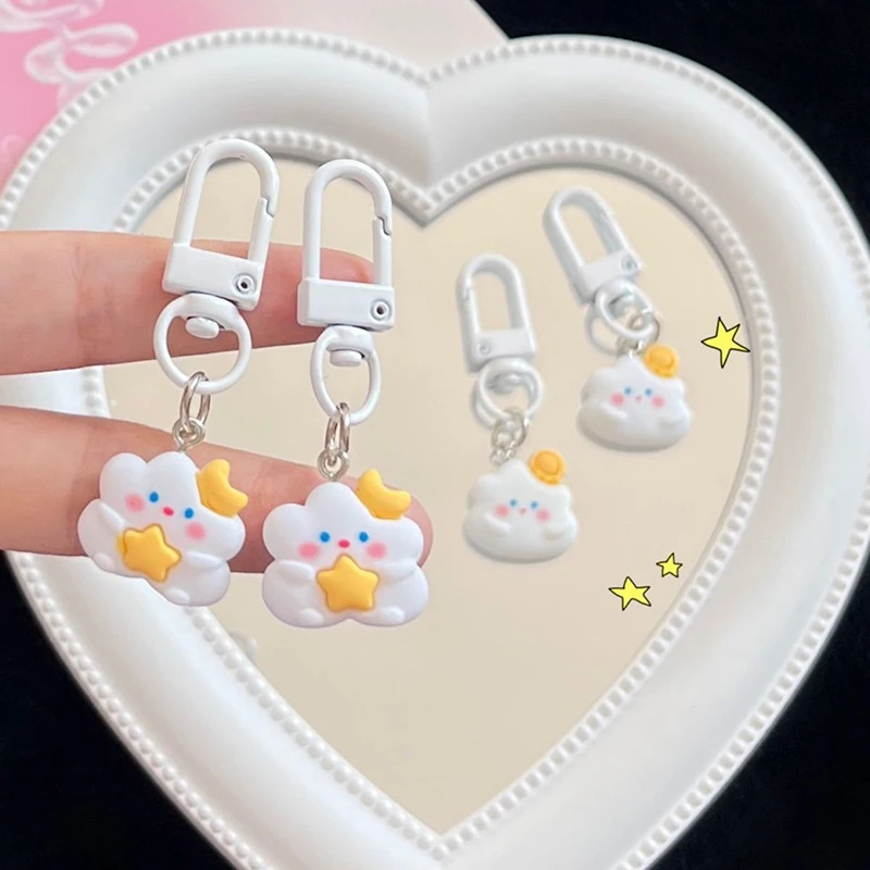 Cute Cloud Sun Moon Keychain For Car Keys Accessories Original Design Kawaii Keyring Women Handbag Bag Pendant Key Chains