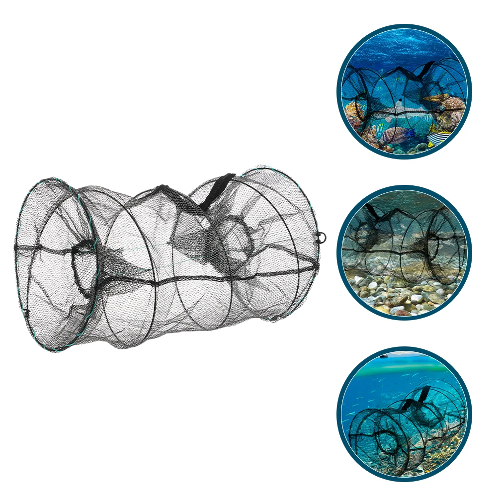 

Spring Cage Fishing Net Aquarium Nets Lobster for Crabbing Collapsible Black Traps