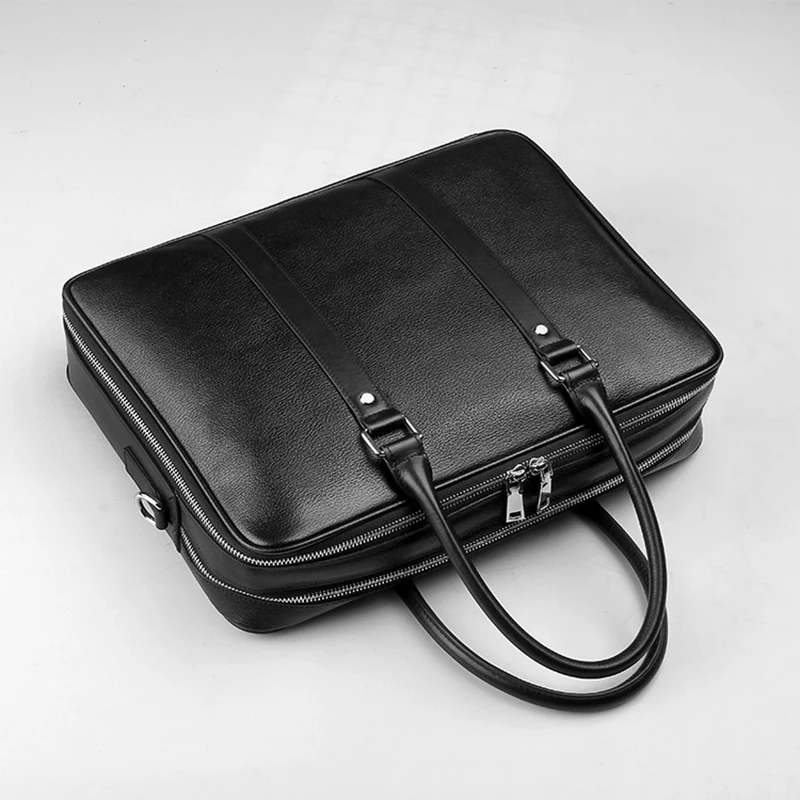 New Luxury Cow Genuine Leather Business Men\'s Briefcase Male Shoulder Bag Real Leather Men Messenger Bag Travel Computer Bag Big