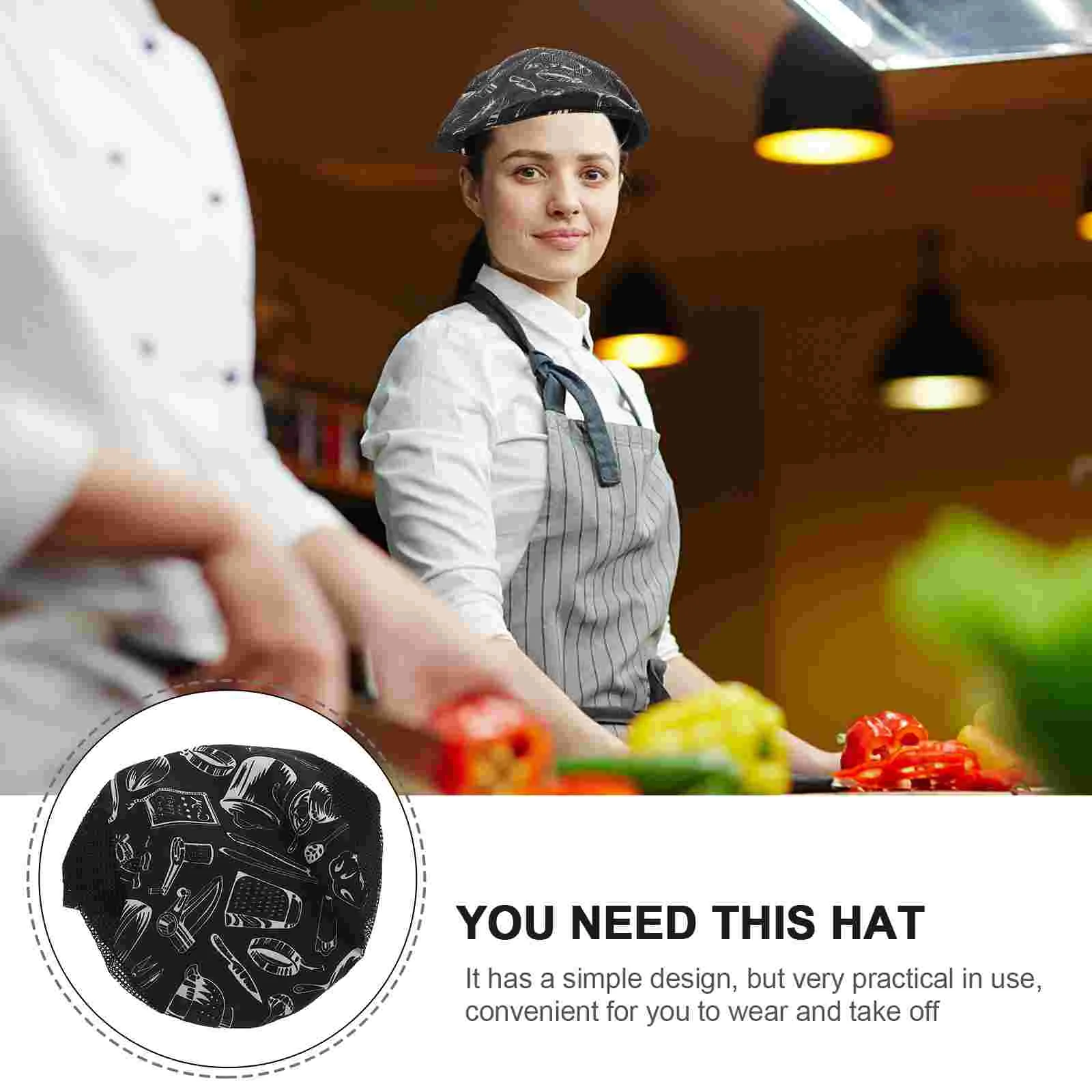 2 Pcs Chef Beret Hat for Kitchen Waiter Caps Restaurant Cooking Catering Uniform