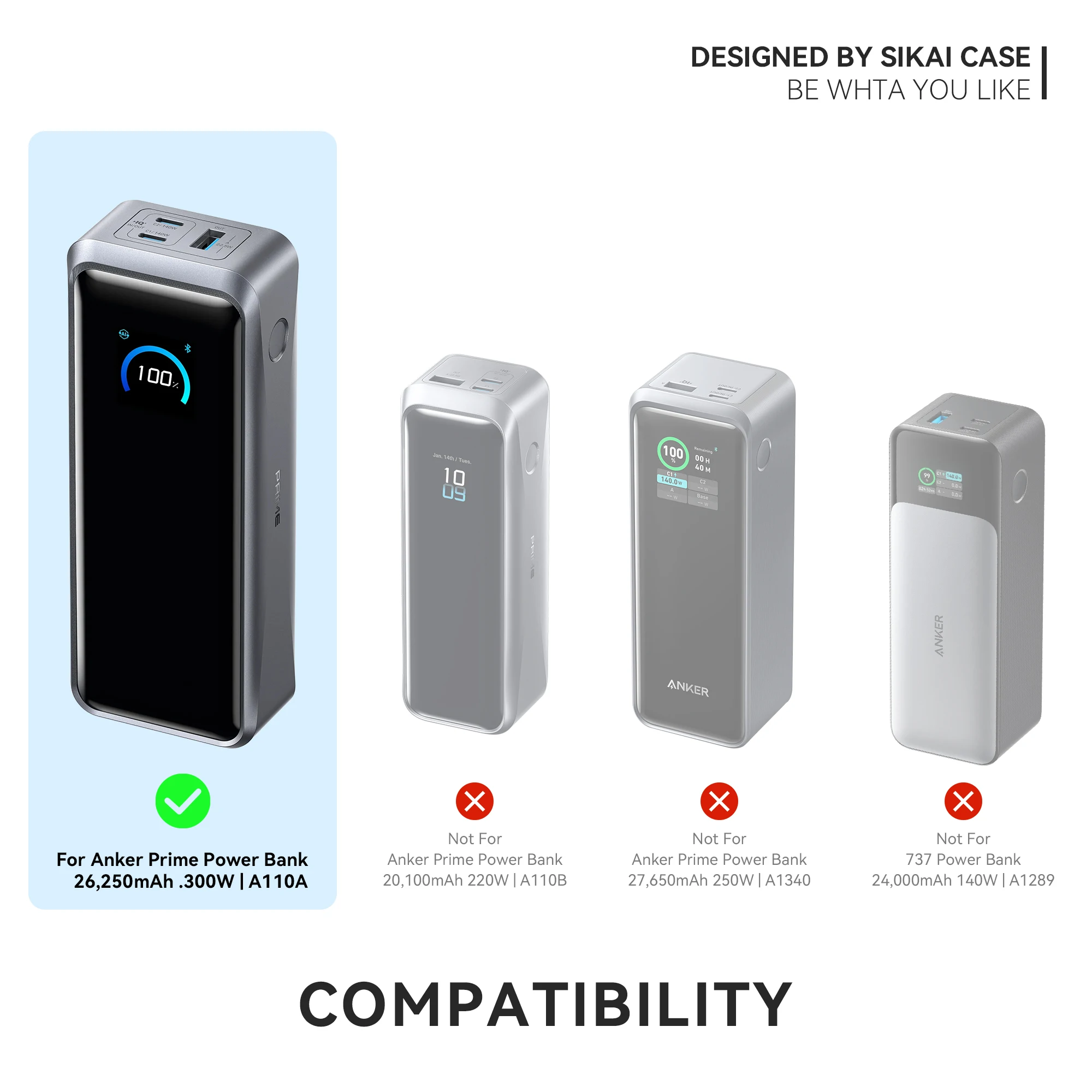 SIKAI 실리콘 케이스 (Anker 300w 26250Mah 보조배터리용) 정밀한 커팅이 있는 충격 방지 커버 썸네일 6