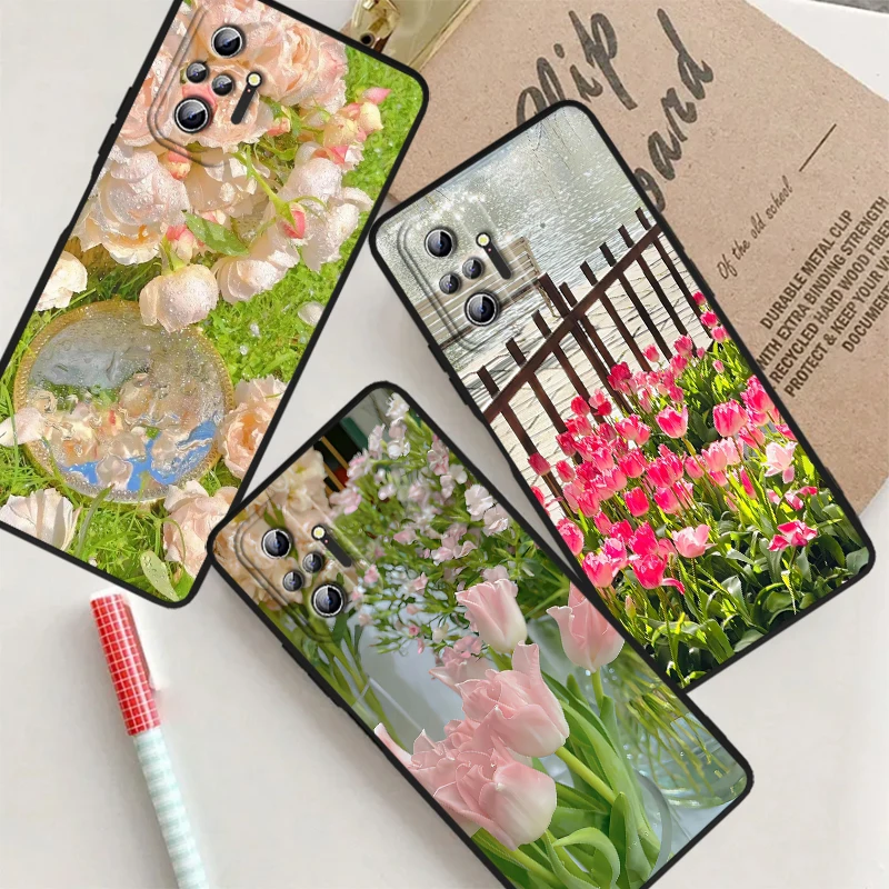 Spring Flowers Fashion Cool For Xiaomi Redmi Note 13 12R 12 12S Turbo 11 11T 11S 10 10S Pro Plus 5G Black Cover Phone Case