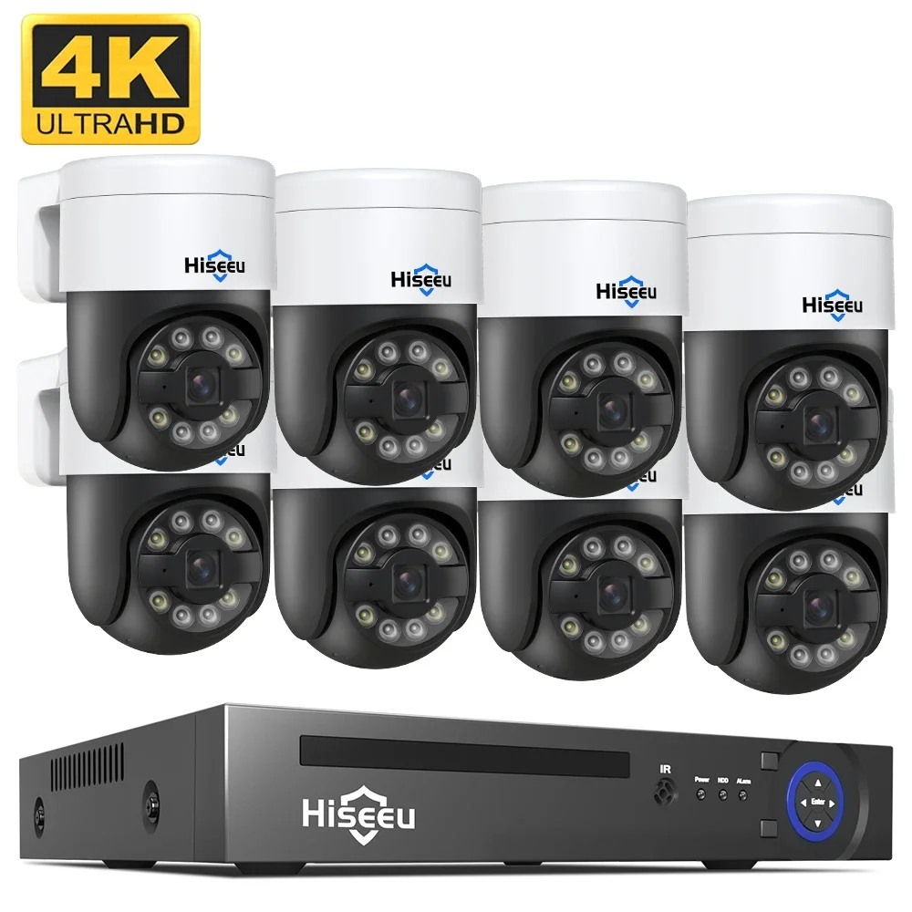 

Hiseeu 8MP 8 Ch Poe Nvr Face detection Kit Two-way Audio outdoor Cctv Ptz camera 4k security system