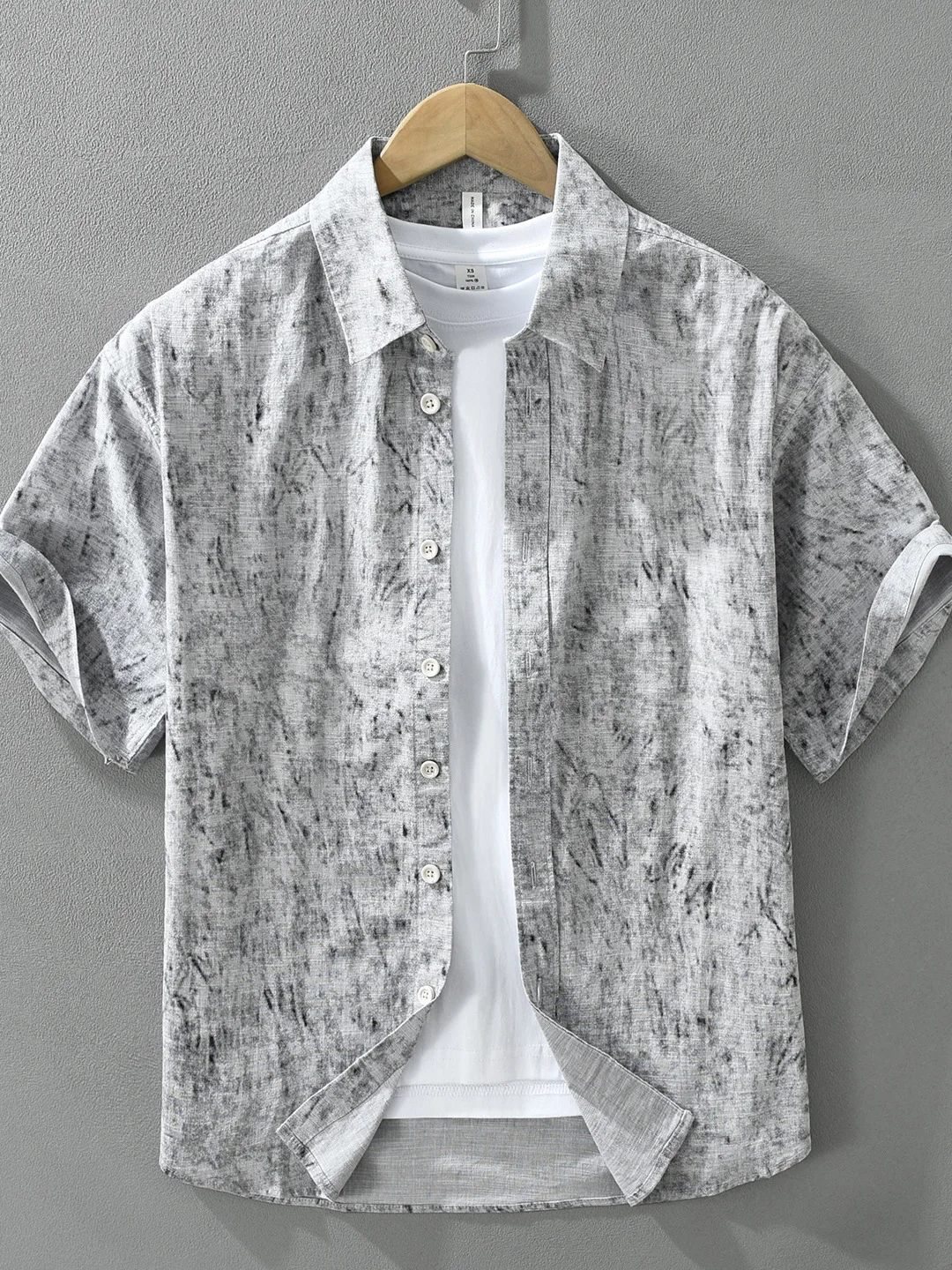 Retro Japanese Style Printed Short Sleeve Casual Shirt Men's Summer Thin Breathable Elastic Men's Fashion Shirt