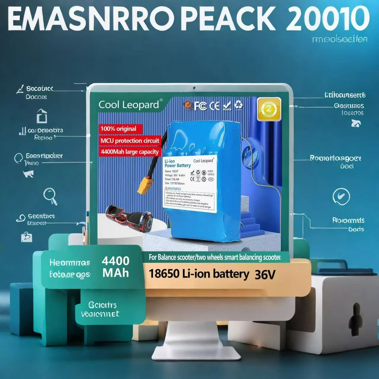 

Genuine 36V 6Ah 10s2p Battery Packs Rechargeable Lithium Ion Battery for Electric Self Balancing Scooter HoverBoard Unicycle