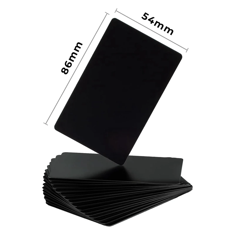 Super Sale 0.8mm Blanks Metal Business Card for Laser Engraving, Aluminum Sheet DIY Gift Metal Cards Black 86 X 54 mm,26pcs