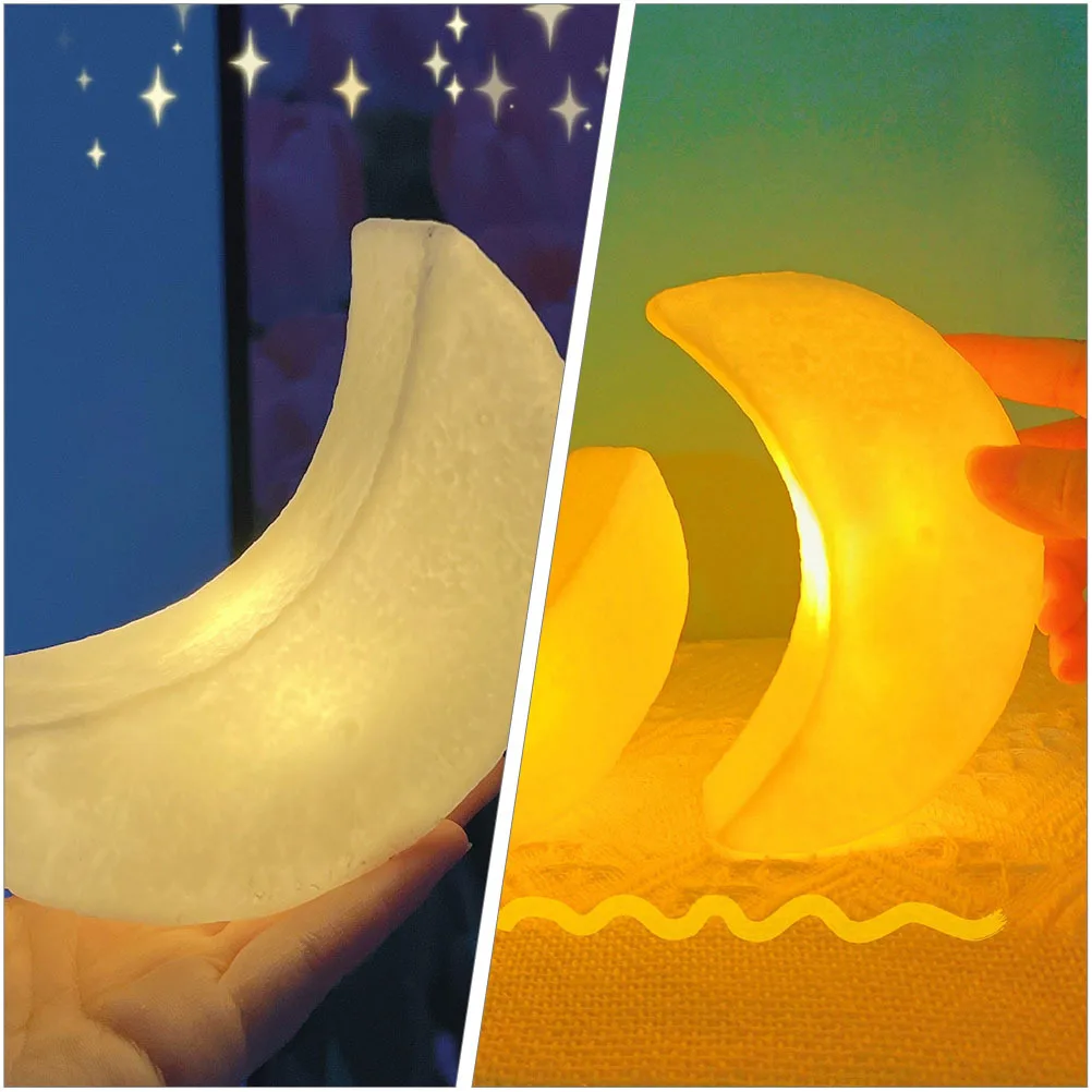 

2Pcs Moon Shaped Night Lights LED Bedroom Soft Glow Decorative Bedside Warm Night Lamps Moon LED Light Nightlight Lamp