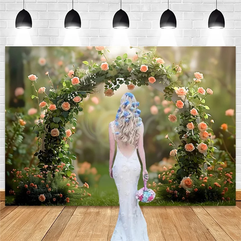 

1 PCS Photography Background Fabric Wreath Scenery Wedding 210X150cm As Shown 3D Party Holiday Portrait Photography Backdrops,C-