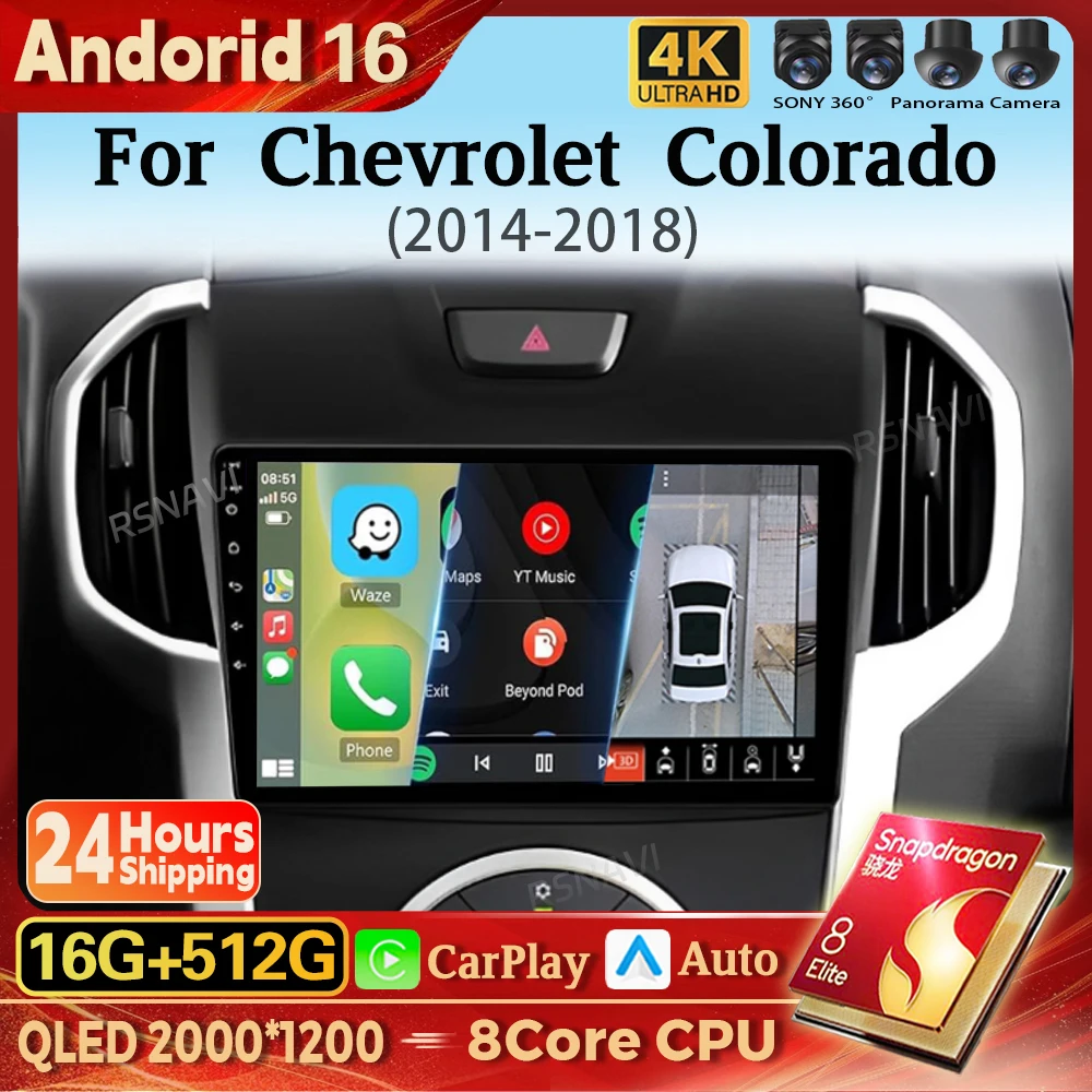 Rádio Multimídia Android 16 Carplay para Chevrolet TrailBlazer 2012 - 2016 S-10 S10 Colorado para Isuzu D-Max DMAX 16G-512G