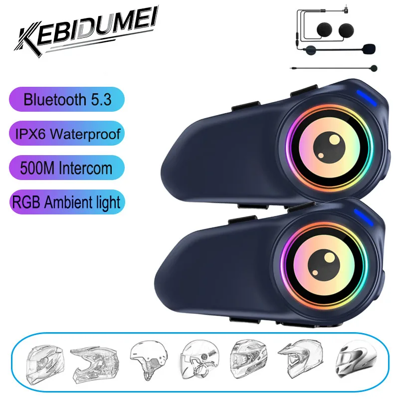 

Kebidumei G1 мотоциклетный шлем Bluetooth-гарнитура для внутренней связи 1000 мАч MP3-плеер динамик водонепроницаемые наушники 500 м переговорный телефон