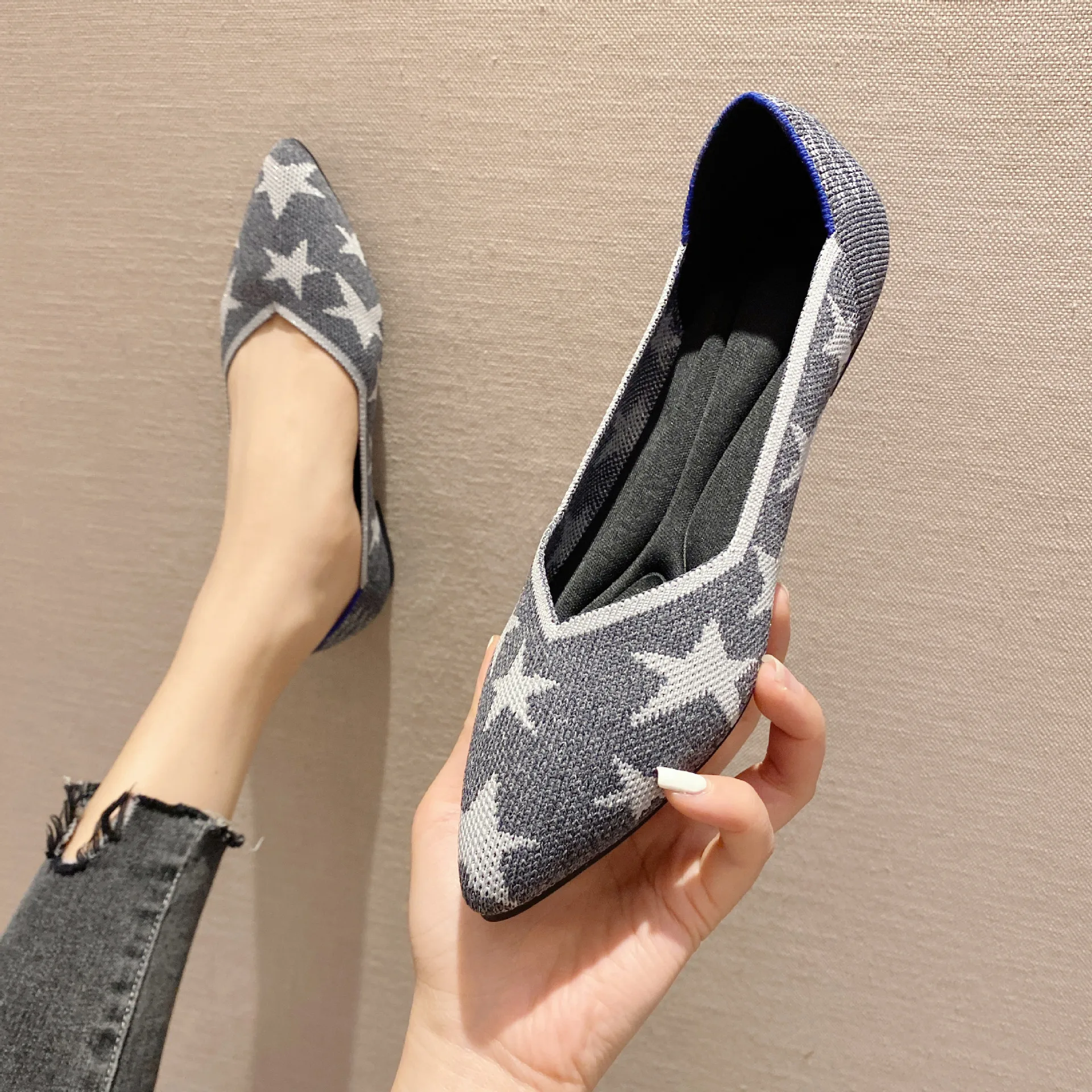 Women shoes flat bottom fashion rubber shoes non-slip sole elastic soft casual comfortable spring and autumn summer shoes 2023 n