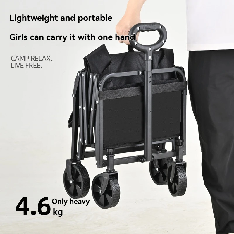 3 Cross Design Folding Cart 150kg Load Q195 Steel Tube 600D Oxford Portable Hand Truck for Warehouse