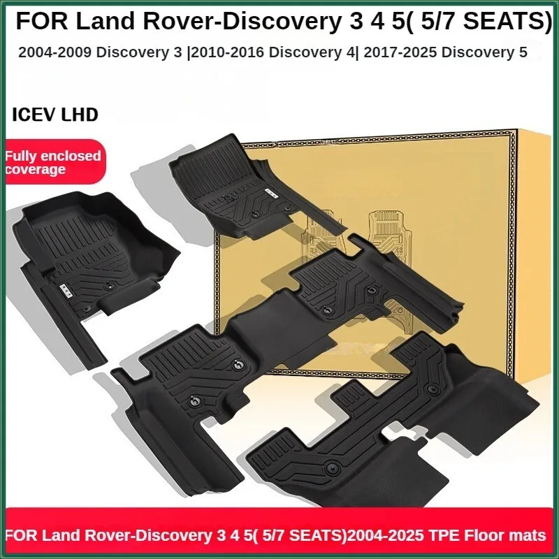 TPE Floor Mats For Land Rover Discovery 3 /4/5 5/7 Seats 2004-2025 Full Coverage Waterproof Surround Threshold Accessories