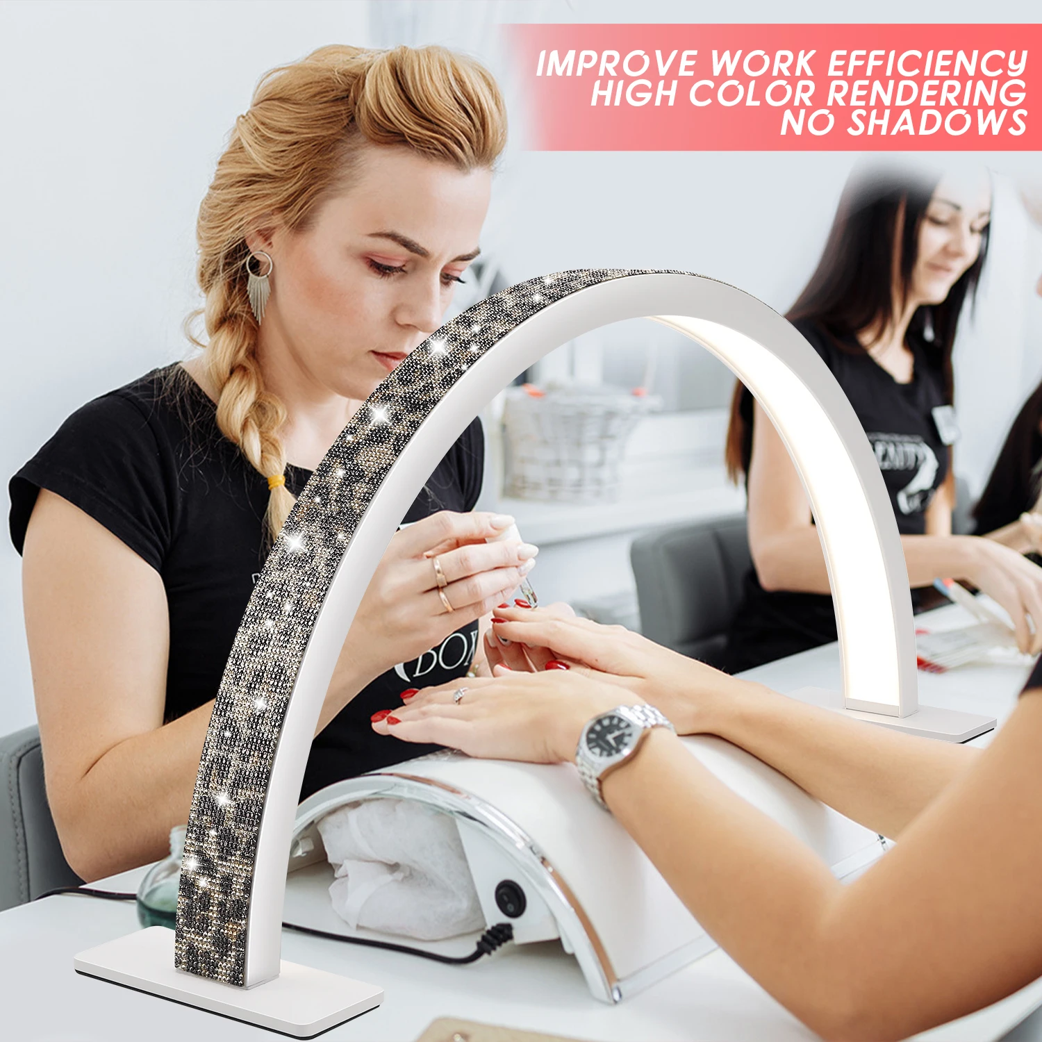 Luipaardprint Strass Halve Maan Nagellamp LED Tafelgellamp Bureau Manicure Licht voor Nagelschoonheidssalons