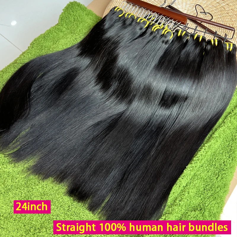 

16A Raw Bone Straight Bundles Unprocessed Vietnamese 100% Human Hair Extensions Double Weft 10-36Inch Natural Black Color #1B