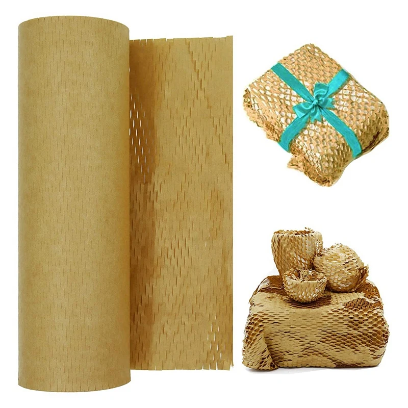 1 Roll Filling Materials Honeycomb Liner Paper Rolls Kraft Paper For Packaging Delicate And Fragile Items(38Cm X 50M)