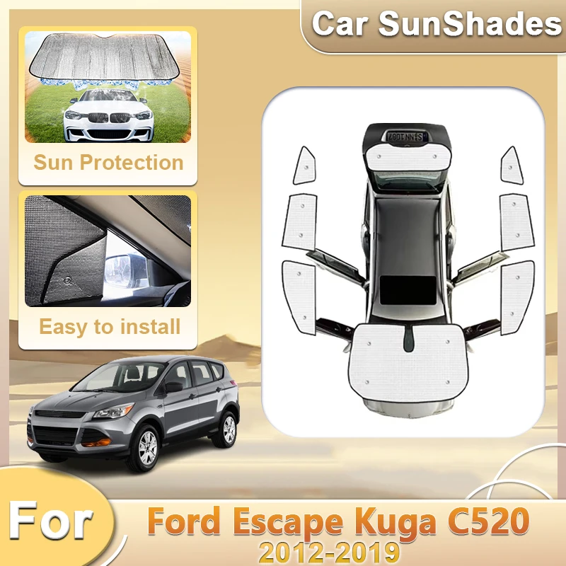 

For Ford Escape Kuga C520 2012-2019 2013 2014 2015 2016 2017 2018 Car Full Coverages Sunshades Reflector Shade Sun Visor Tool