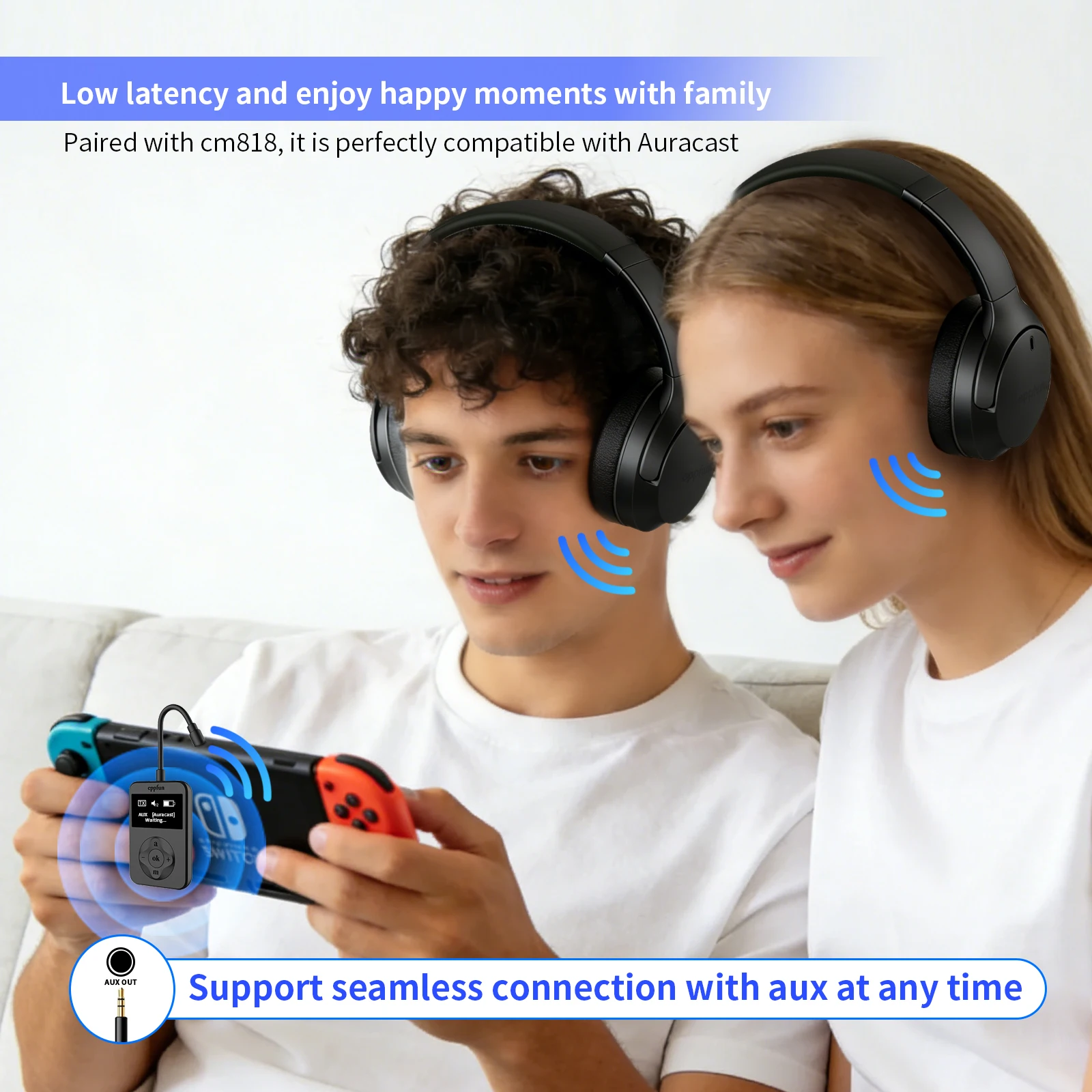 Adapter nadajnika audio LE Audio Bluetooth 5.4 do słuchawek telewizyjnych z AptxLossless Auracast LC3 do gier Oglądanie muzyki-Elect — zdjęcie produktu 5