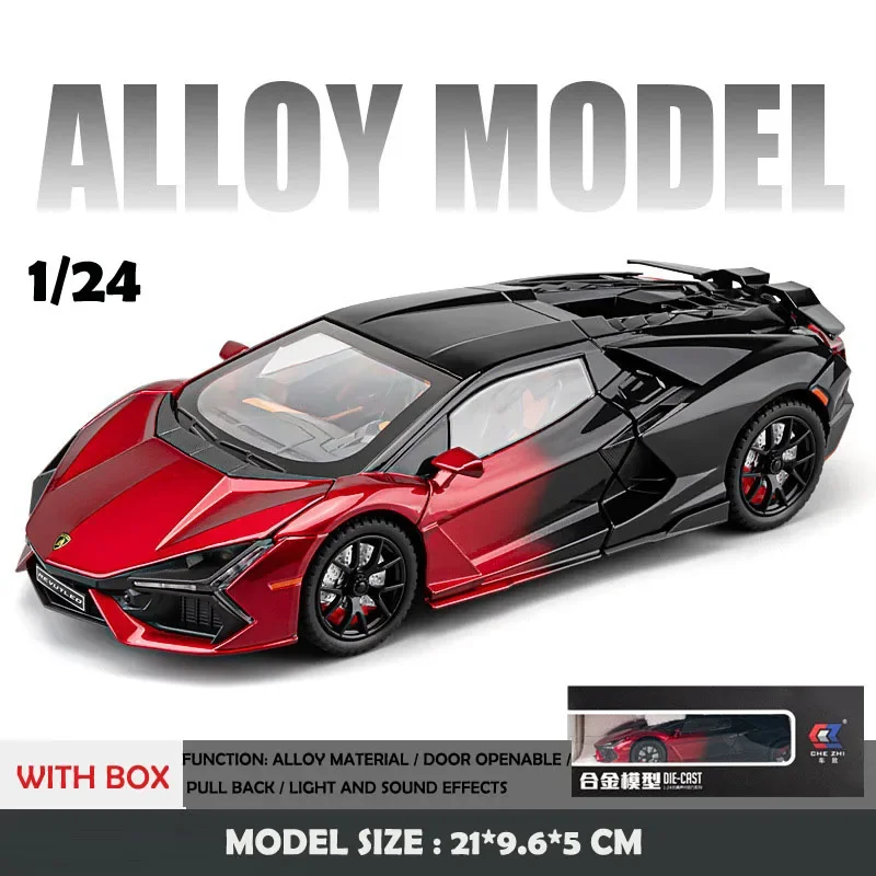 1:24 Lamborghini Revuelto Alloy Miniature Car Diecast Metal Scale Car Model Sound&Light Collection Children Toy Vehicle Gift 